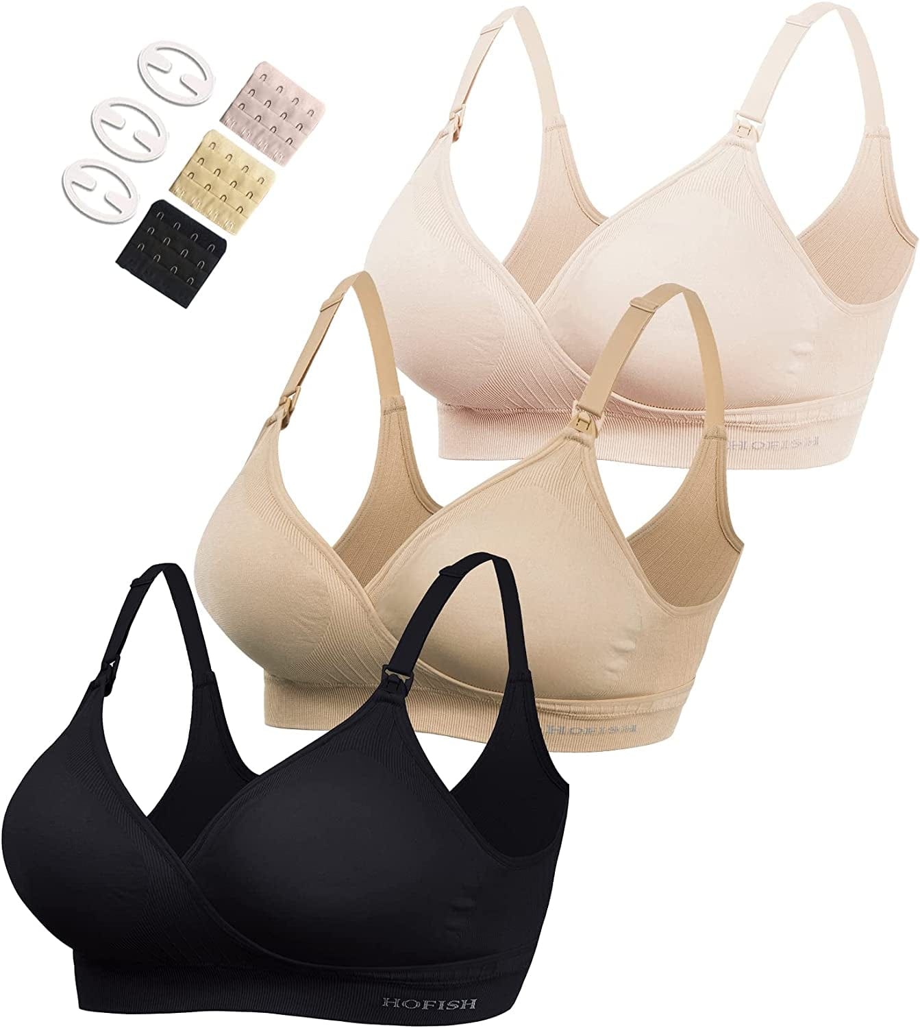 Women'S Maternity Pregnancy Seamless Breastfeeding Bras No Underwire Beige Black Pink / Medium