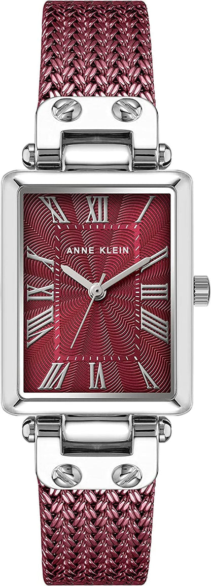 Women'S Mesh Bracelet Watch Burgundy/Silver