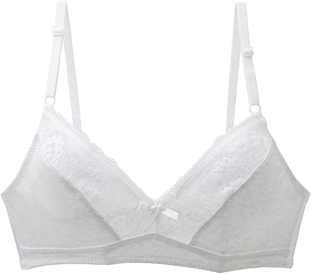 Women'S Mesh Lace Wirefree Unpadded Plunge Bra Soft Cups Breathable Wireless Bra White / 44C