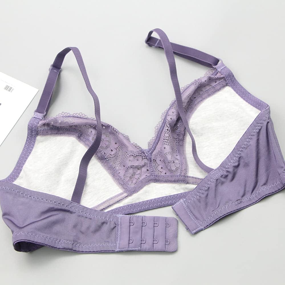 Women'S Mesh Lace Wirefree Unpadded Plunge Bra Soft Cups Breathable Wireless Bra