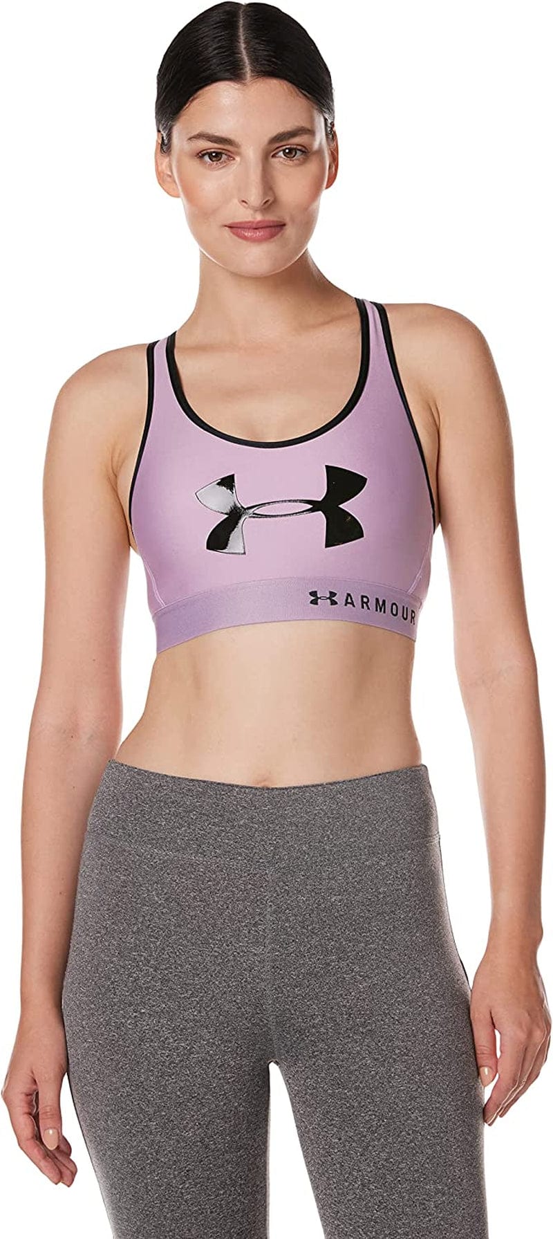Women'S Mid Keyhole Graphic Bra Mauve Pink (698)/Black / X-Large