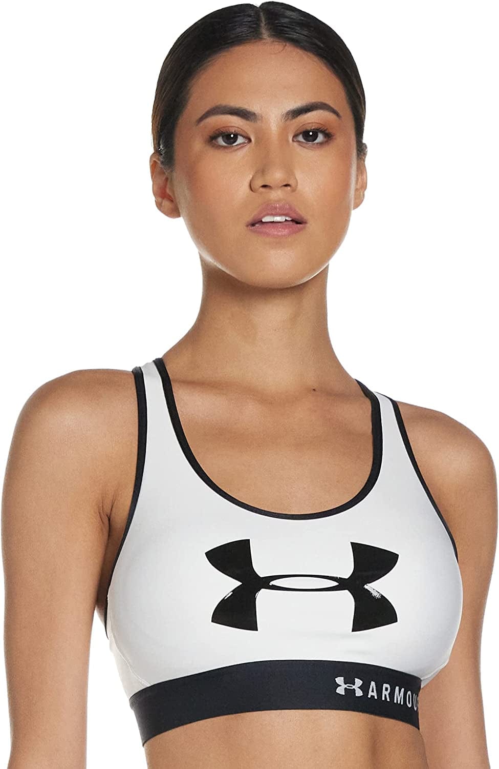 Women'S Mid Keyhole Graphic Bra White (100)/Black / Small