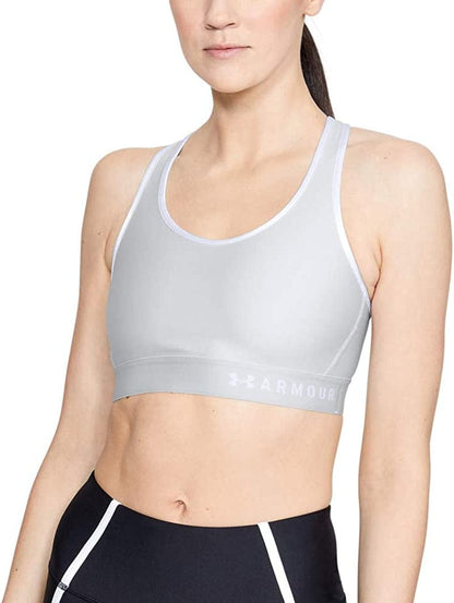 Women'S Mid Keyhole Sports Bra Halo Gray (014)/Metallic Silver / X-Large