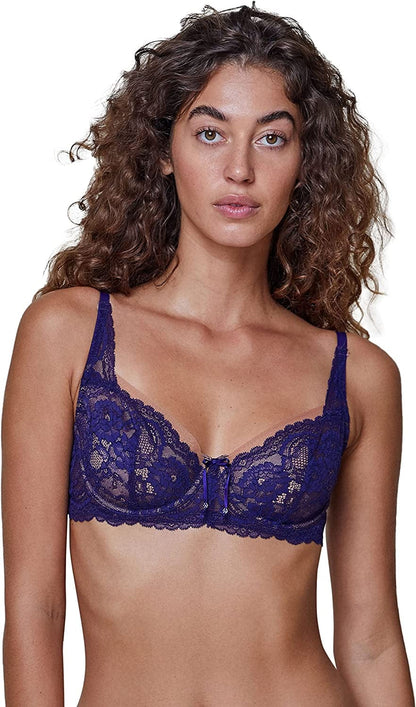 Women'S Minx Unlined Balconette Bra 1733100 Sapphire/Gleam / 32DDD