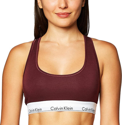 Women'S Modern Cotton Bralette Deep Maroon W/White Wb / Medium