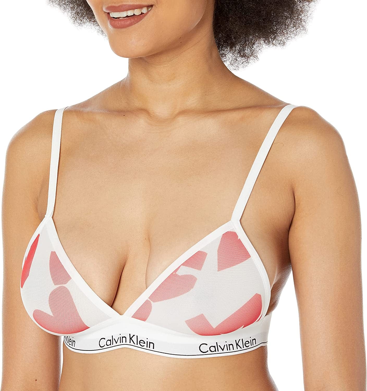 Women'S Modern Cotton Lightly Lined Triangle Wireless Bralette Remembered Hearts_orange Odyssey / X-Small