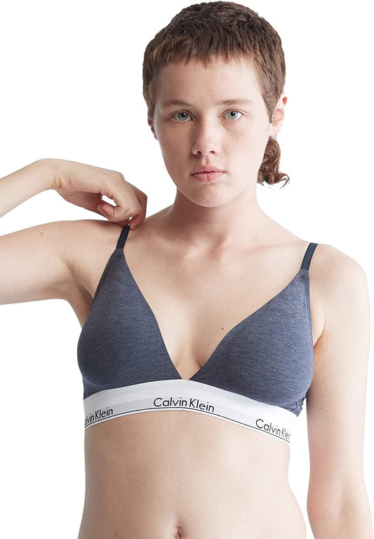 Women'S Modern Cotton Lightly Lined Triangle Wireless Bralette Hemisphere Blue Heather / Small
