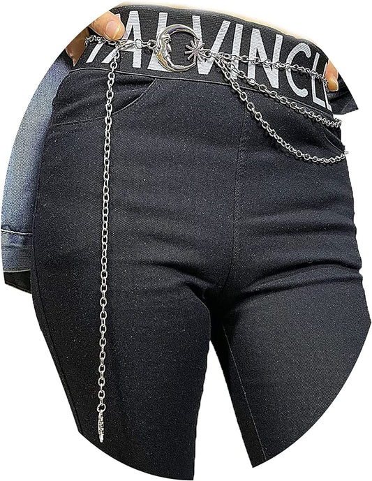 Women’S Moon Sun Metal Link Waist Chain Belts Dress Belt Rave Body Jewelries Skirt Jeans Accessories Apparel & Accessories > Jewelry > Body Jewelry Ralcosuss Moon Gold 3 Layer  