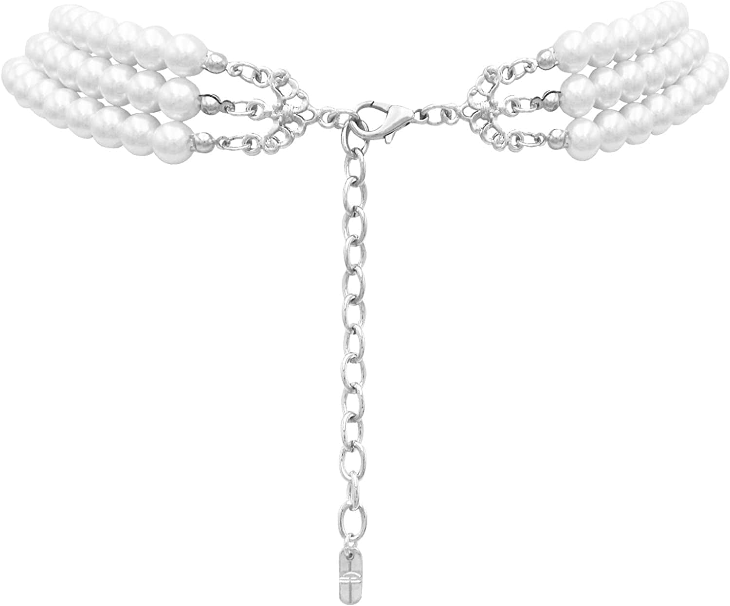 Women'S Multi Strand Classic 8Mm Faux Pearl Necklace and Earrings Jewelry Set, 16"-19" with 3" Extender