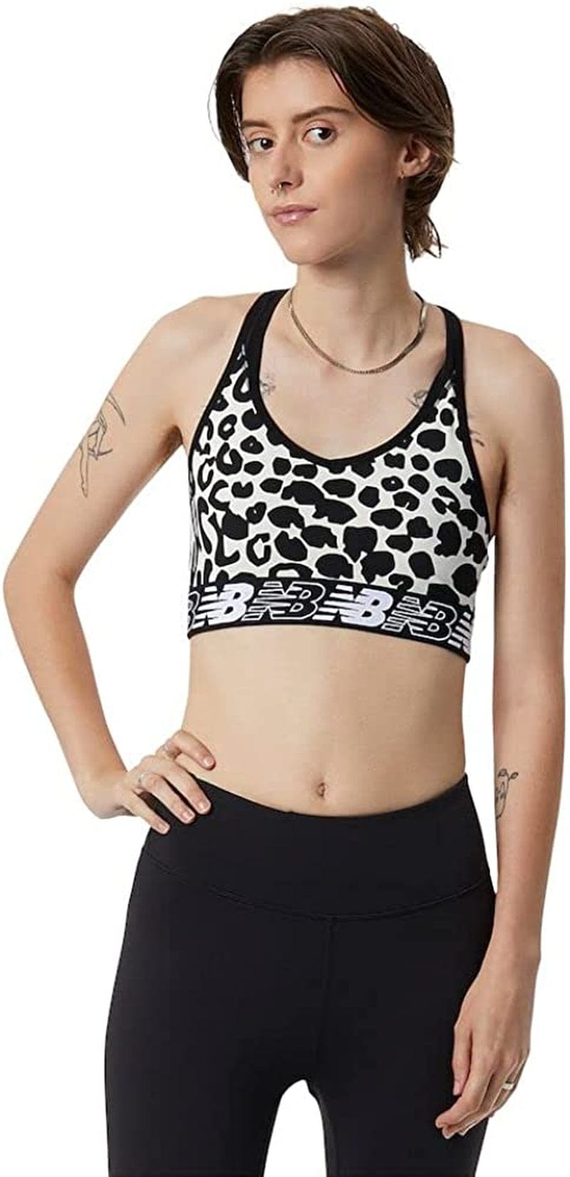Women'S NB Pace Bra White/Black Print / 2022 / X-Small