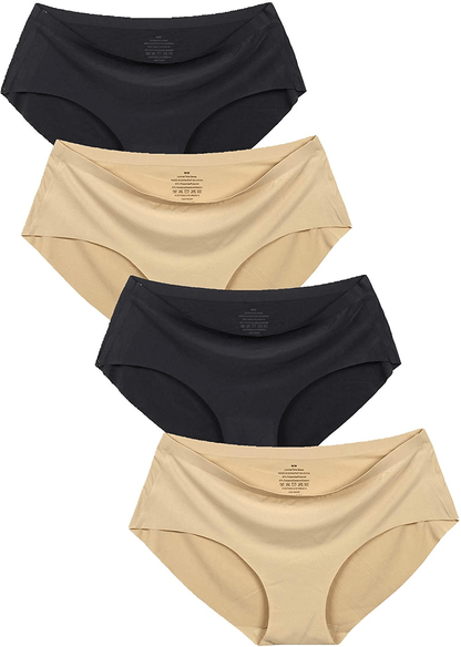 Women'S No Show Hiphugger Panties Pack of 6 Apparel & Accessories > Clothing > Underwear & Socks > Underwear Alruy 4 Pack: Black Black Beige Beige Small 