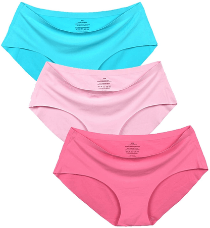 Women'S No Show Hiphugger Panties Pack of 6 Apparel & Accessories > Clothing > Underwear & Socks > Underwear Alruy 3 Pack: Blue Pink Rose Large 