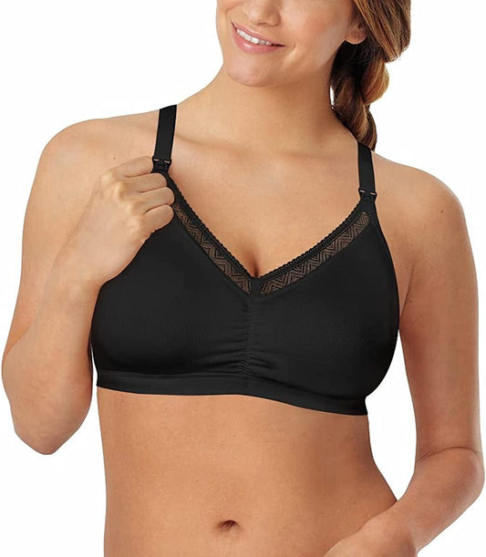 Women'S Nursing Shaping Foam Wire Free W/ Lace Bra US3002 Black / Small