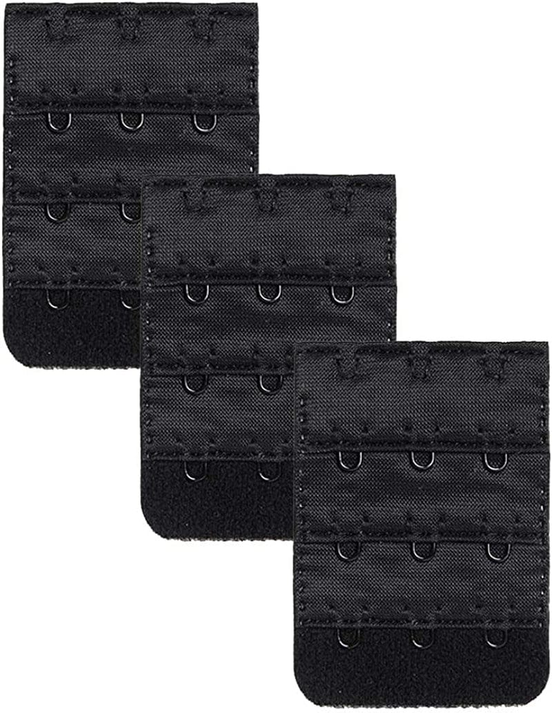 Women'S Nylon Bra Extender Multi-Size Brassiere Strap Extension Black 3 Hooks 1/2 Inch Spacing