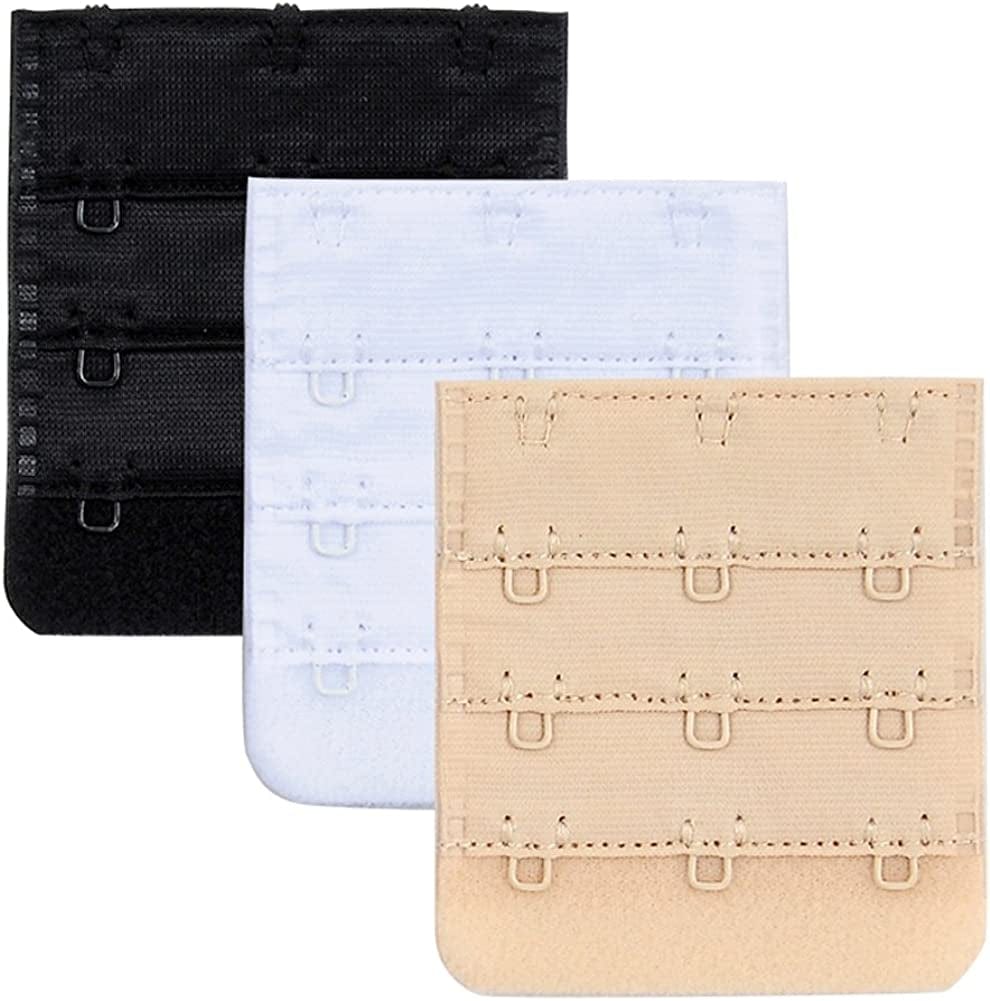 Women'S Nylon Bra Extender Multi-Size Brassiere Strap Extension 3 Hooks 3/4 Inch Spacing