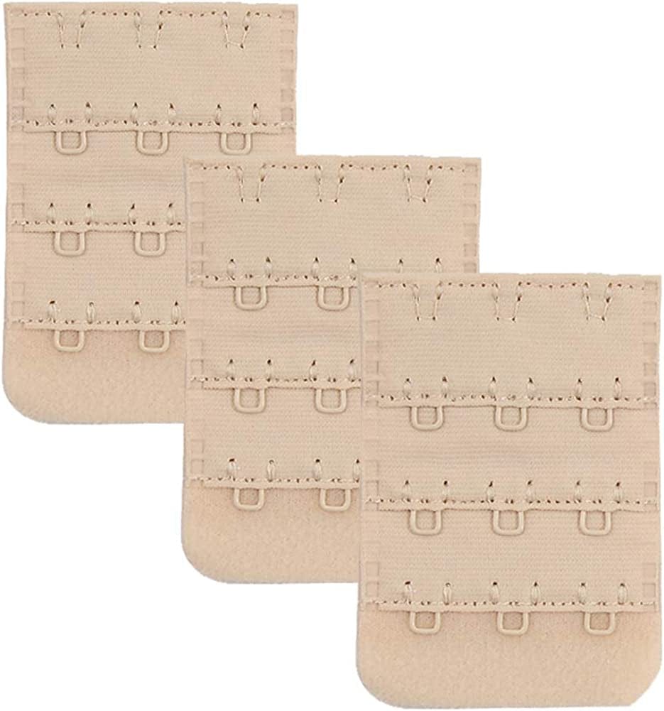 Women'S Nylon Bra Extender Multi-Size Brassiere Strap Extension Beige 3 Hooks 1/2 Inch Spacing