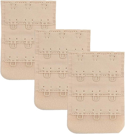 Women'S Nylon Bra Extender Multi-Size Brassiere Strap Extension Beige 3 Hooks 1/2 Inch Spacing