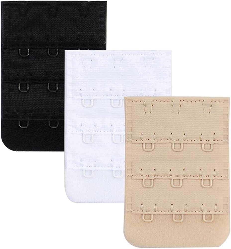 Women'S Nylon Bra Extender Multi-Size Brassiere Strap Extension 3 Hooks 1/2 Inch Spacing