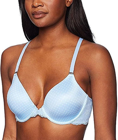 Women'S One Fab Fit T-Shirt Bra, Women’S Full Coverage T-Shirt Bra, Women’S Lightly Lined Racerback Bra 07112 Zen Blue/White Dot Print / 36B