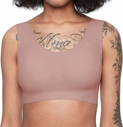 Women'S Onesize Wireless Seamless Comfrot Full Coverage Bra with Back Hook Peach Brown