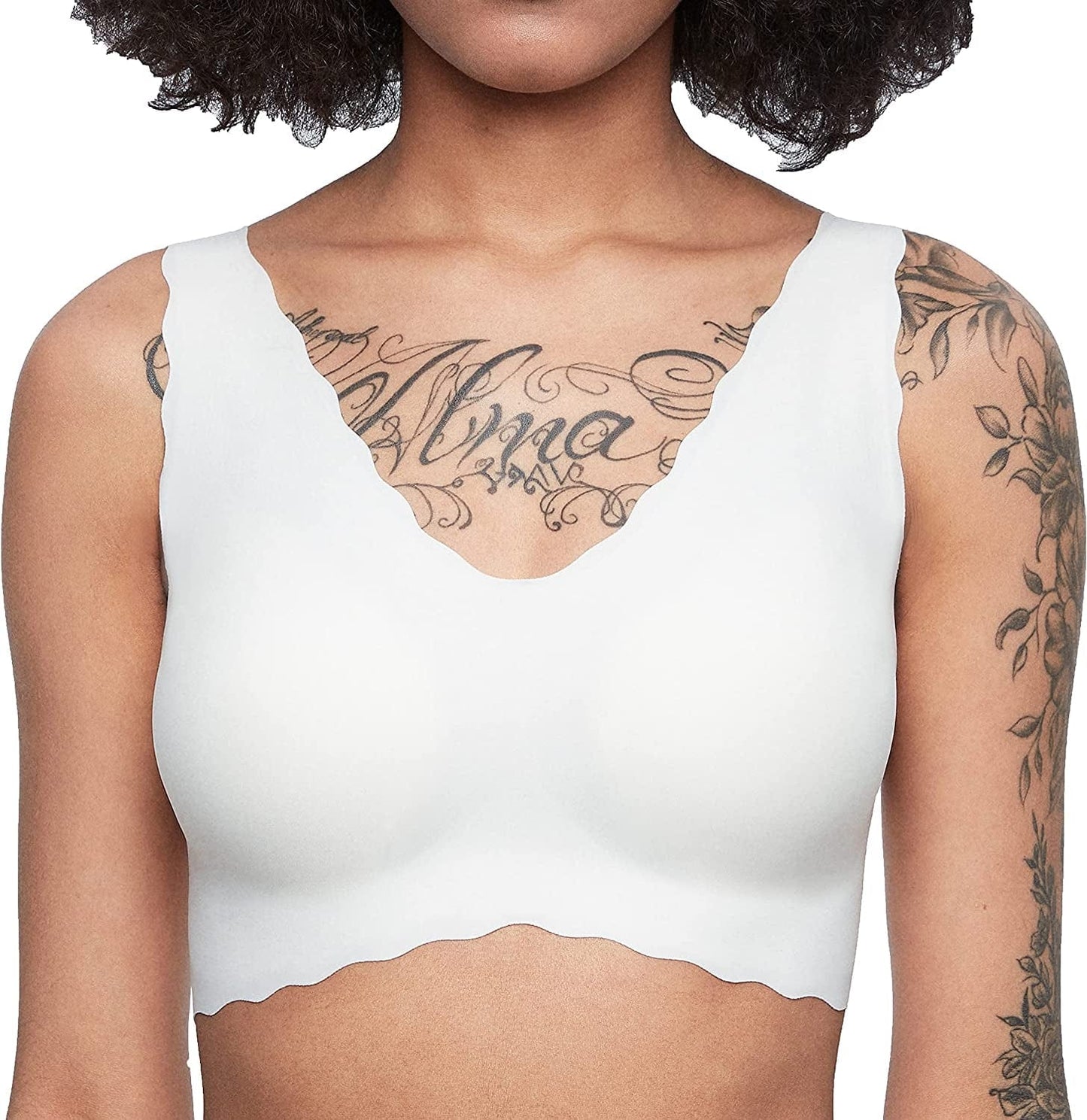 Women'S Onesize Wireless Seamless Vest Bras Deep V Wavy Edge Sexy Comfort White / Standard / One Size
