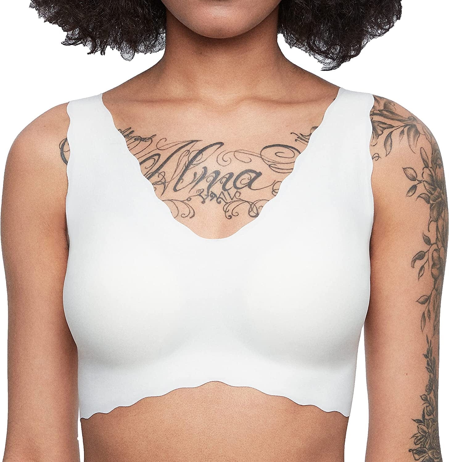 Women'S Onesize Wireless Seamless Vest Bras Deep V Wavy Edge Sexy Comfort White / Standard / One Size