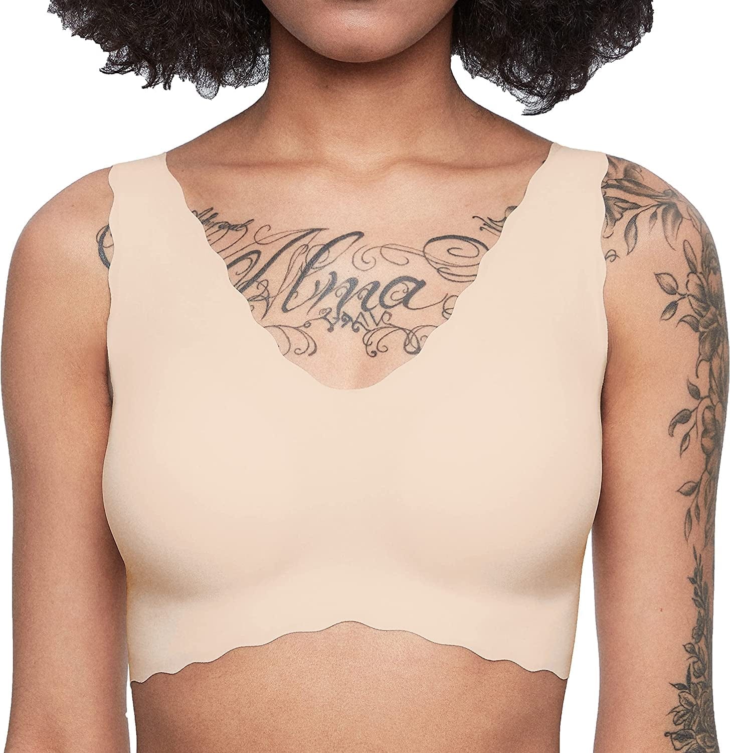 Women'S Onesize Wireless Seamless Vest Bras Deep V Wavy Edge Sexy Comfort Nude / Standard / One Size