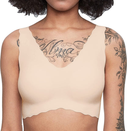 Women'S Onesize Wireless Seamless Vest Bras Deep V Wavy Edge Sexy Comfort Nude / Standard / One Size