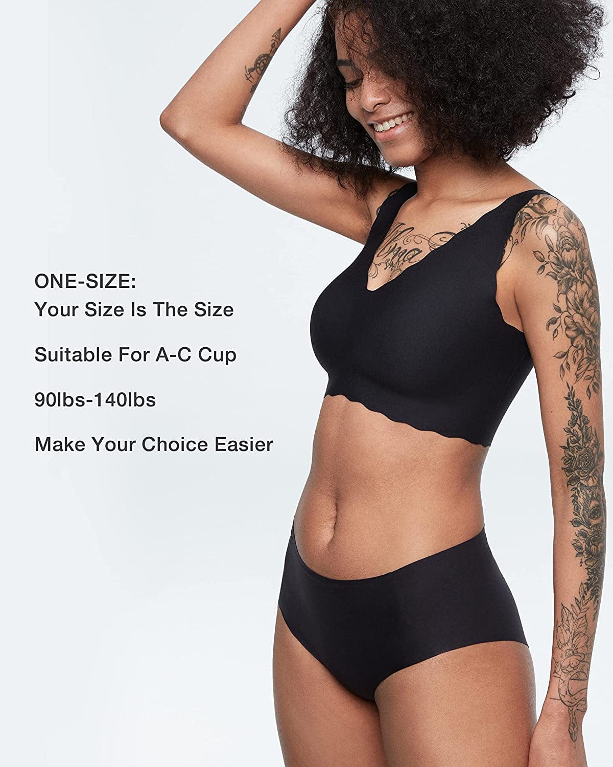 Women'S Onesize Wireless Seamless Vest Bras Deep V Wavy Edge Sexy Comfort
