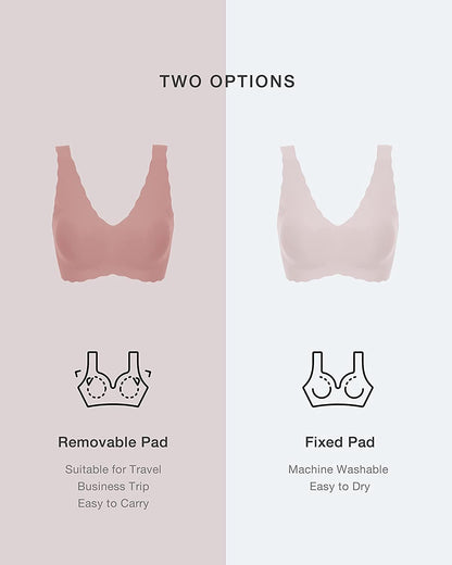 Women'S Onesize Wireless Seamless Vest Bras Deep V Wavy Edge Sexy Comfort