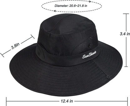 Women'S Outdoor Uv-Protection-Foldable Sun-Hats Mesh Wide-Brim Beach Fishing Hat with Ponytail-Hole Apparel & Accessories > Clothing Accessories > Hats INOGIH   