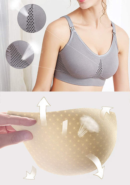 Women'S Padded Nursing Maternity Bra with Extra Bra Extenders for Sleep and Breastfeeding Purple/Grey / X-Large