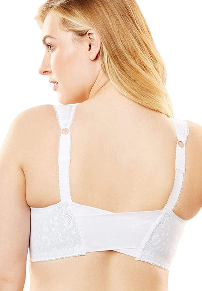 Women'S plus Size 18 Hour Front-Close Wireless Bra with Flex Back 4695-42 DD, White