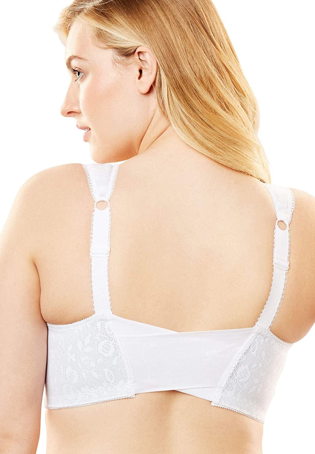 Women'S plus Size 18 Hour Front-Close Wireless Bra with Flex Back 4695-48 DD, White