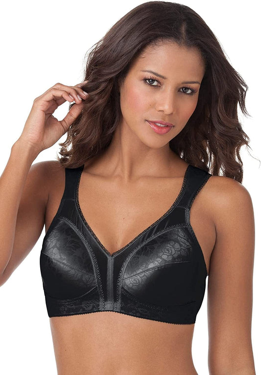 Women'S plus Size 18 Hour Ultimate Shoulder Comfort Wireless Bra 4693-40 C, Black