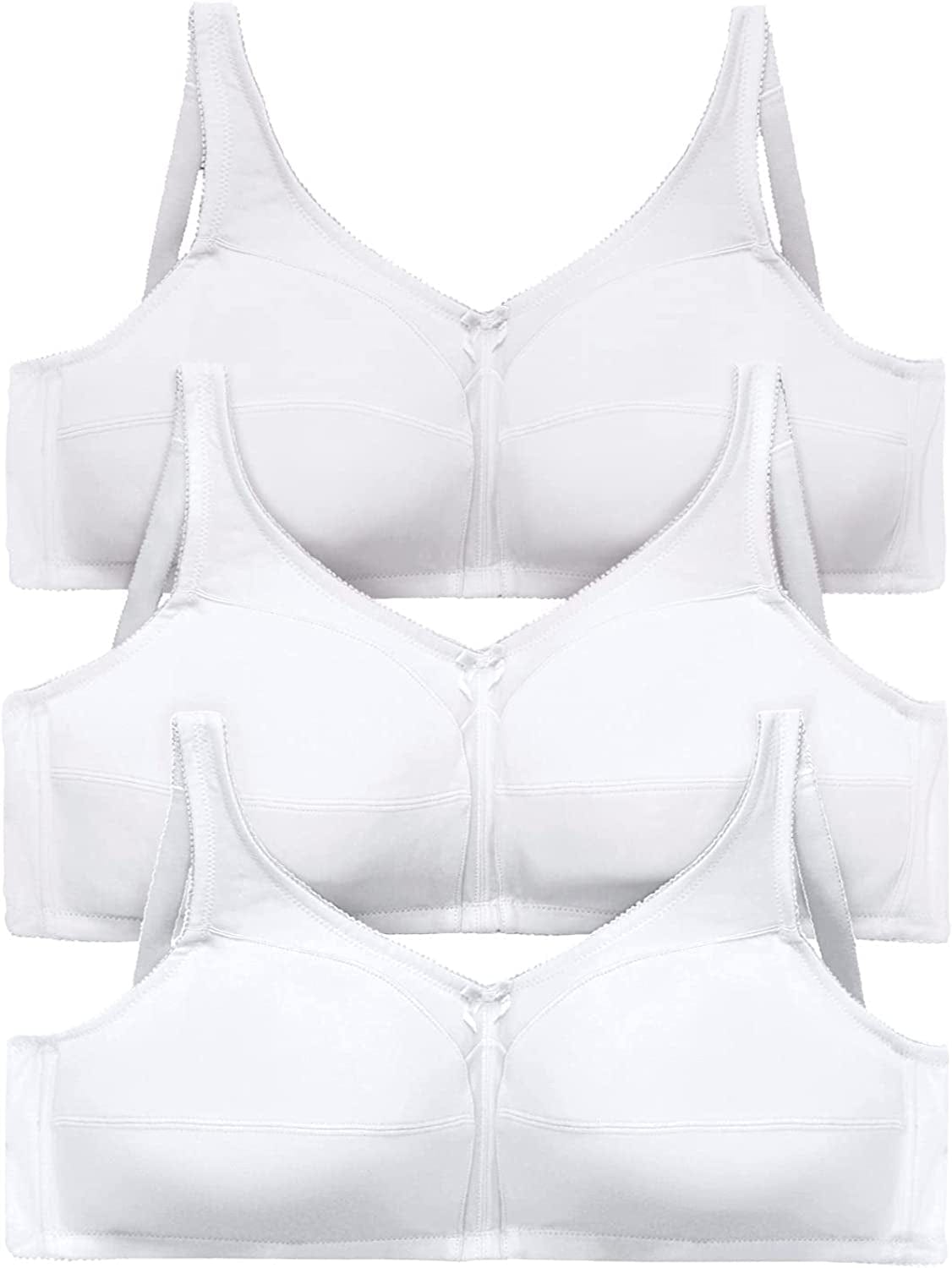 Women'S plus Size 3-Pack Cotton Wireless Bra White Assorted (0398) / 38DDD