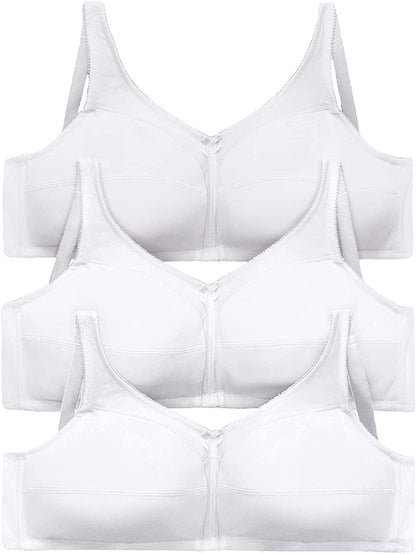 Women'S plus Size 3-Pack Cotton Wireless Bra White Assorted (0398) / 38DDD
