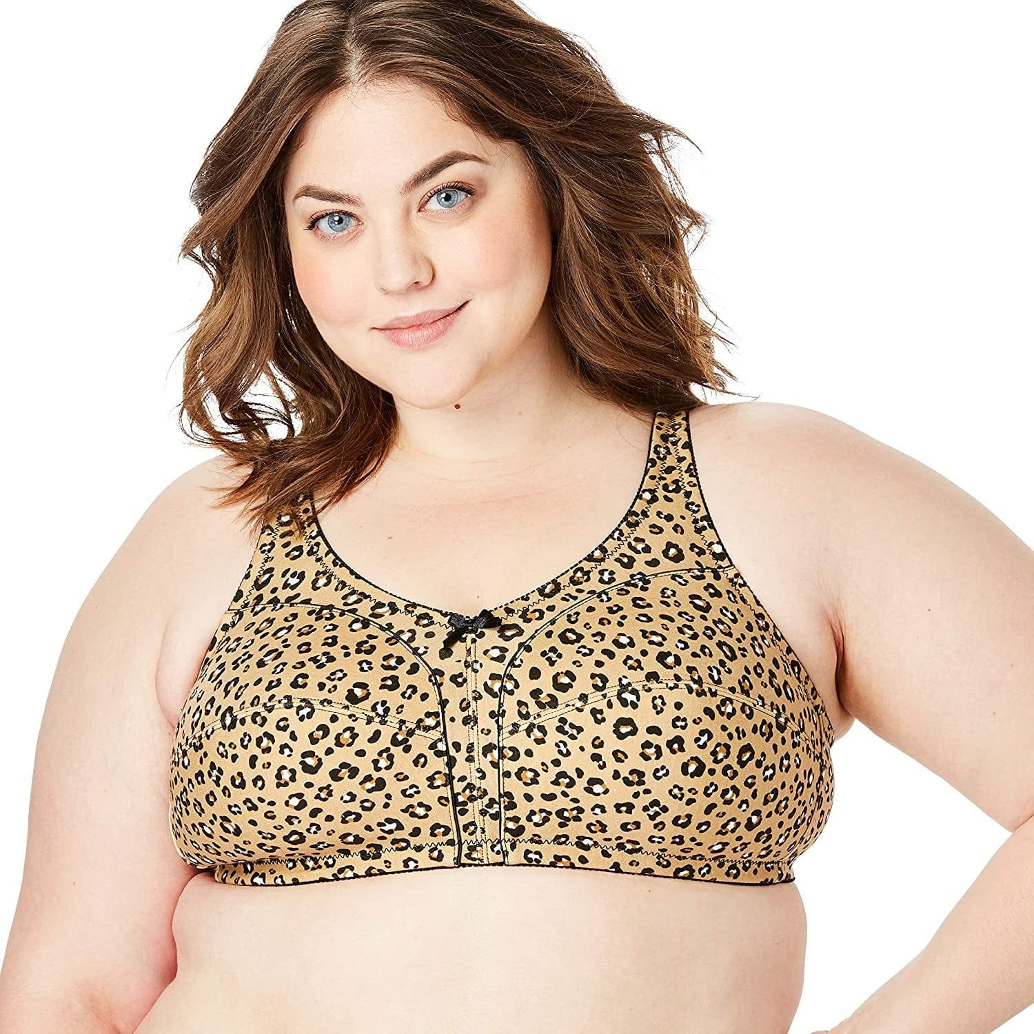 Women'S plus Size 3-Pack Cotton Wireless Bra Polka Dot Assorted (0562) / 52G