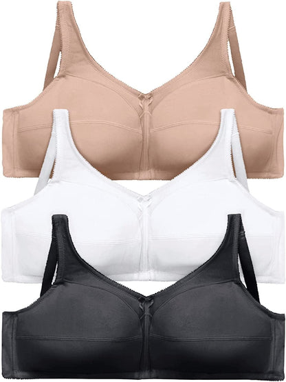 Women'S plus Size 3-Pack Cotton Wireless Bra Basic Assorted (0922) / 38DDD