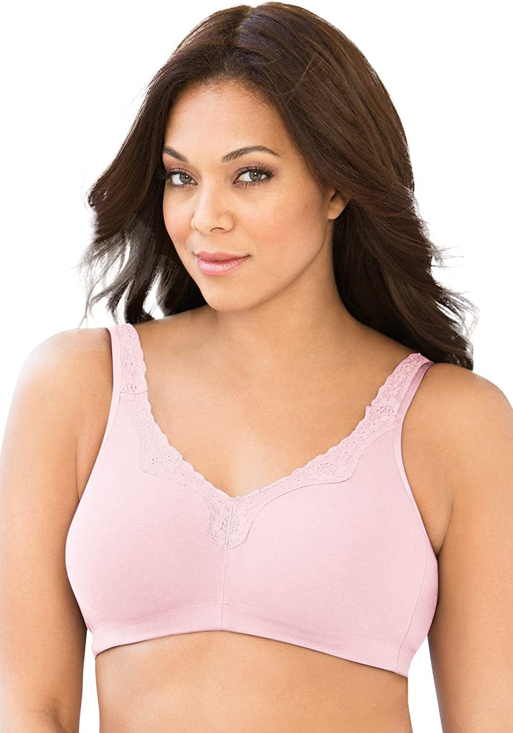 Women'S plus Size Cotton Comfort Wireless Bra Light Pink (2115) / 42DDD