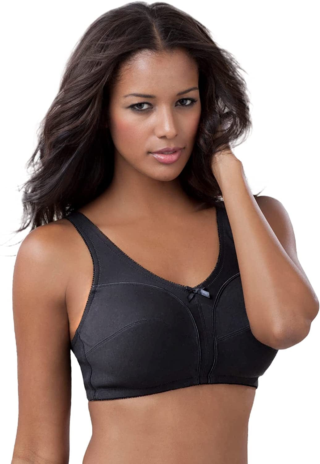 Women'S plus Size Cotton Wireless Bra Black (0953) / 46G