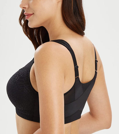 Women'S plus Size Full Coverage Front Closure Posture Back Unpadded Wireless Minimizer Bra
