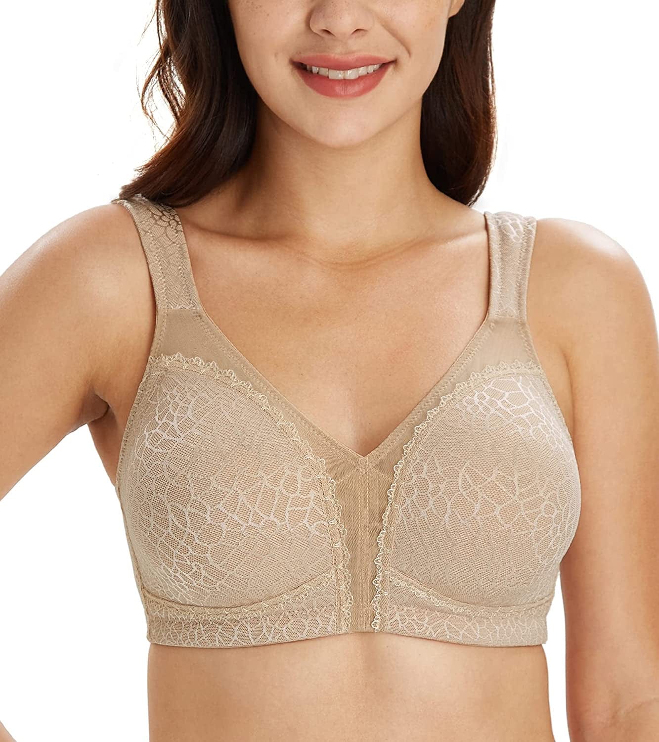 Women'S plus Size Full Coverage Non Padded Wireless Minimizer Bra -Comfort and Double Support Toffee / 34DD