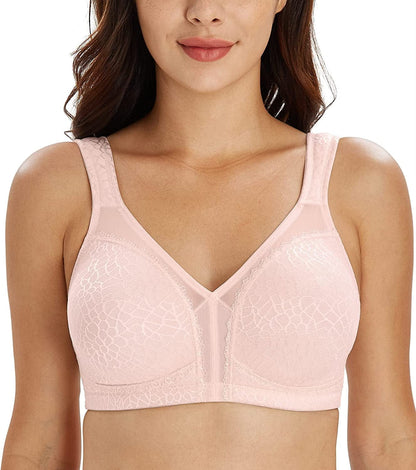 Women'S plus Size Full Coverage Non Padded Wireless Minimizer Bra -Comfort and Double Support Pink / 38G