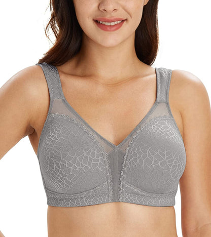 Women'S plus Size Full Coverage Non Padded Wireless Minimizer Bra -Comfort and Double Support Grey / 38DD