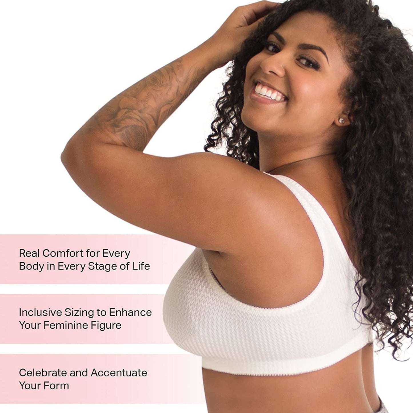 Women'S Plus-Size Leisure Front Closure Extra Comfort Bras, White, 42DDFG