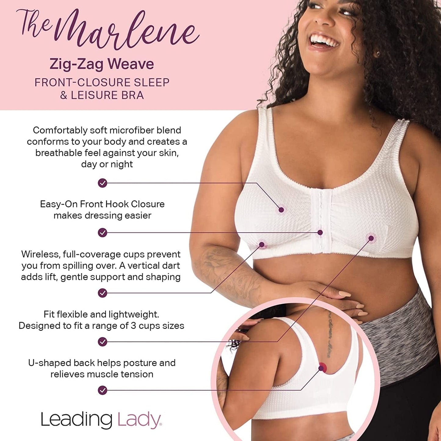 Women'S Plus-Size Leisure Front Closure Extra Comfort Bras, White, 42DDFG