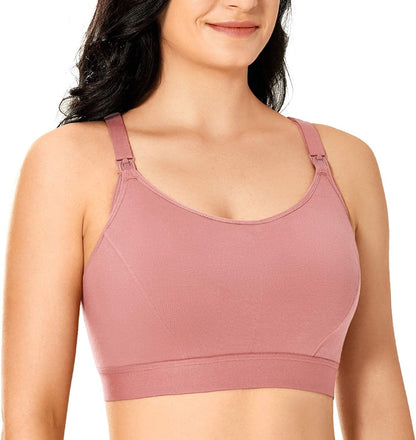 Women'S plus Size Nursing Bra Support Nursing Sports Bra Cotton Breastfeeding Maternity Bras Clove / 3X-Large