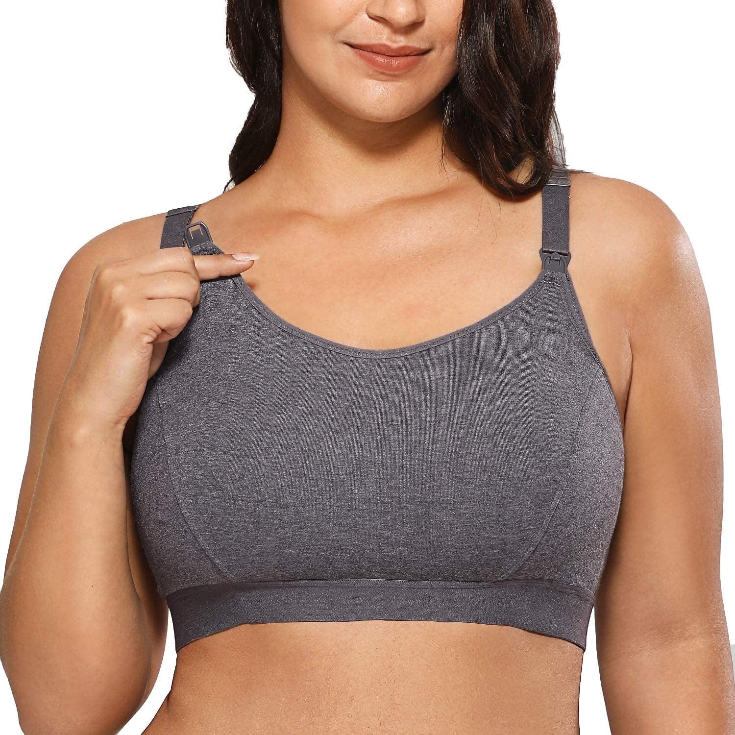 Women'S plus Size Nursing Bra Support Nursing Sports Bra Cotton Breastfeeding Maternity Bras Charcoal Heather / XX-Large