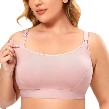 Women'S plus Size Nursing Bra Support Nursing Sports Bra Cotton Breastfeeding Maternity Bras Rose Smoked / XX-Large